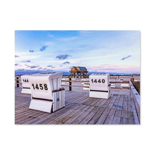 Holz Jigsaw Puzzle 1000 Stück，Strand von St. Peter-Ording in der blauen Stunde，Erwachsene Kinder Spielzeug Dekompressionsspiel（75x50cm）-F95 von GSBRSNTS