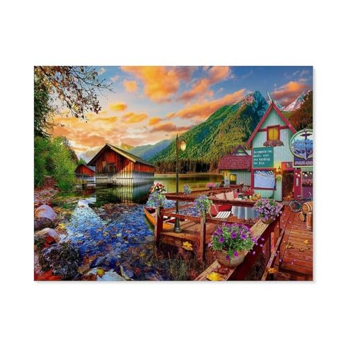 Holz Puzzle 1000 Stück，Kanusee，Erwachsene Kinder Spielzeug Dekompression Spiel（75x50cm）-E44 von GSBRSNTS