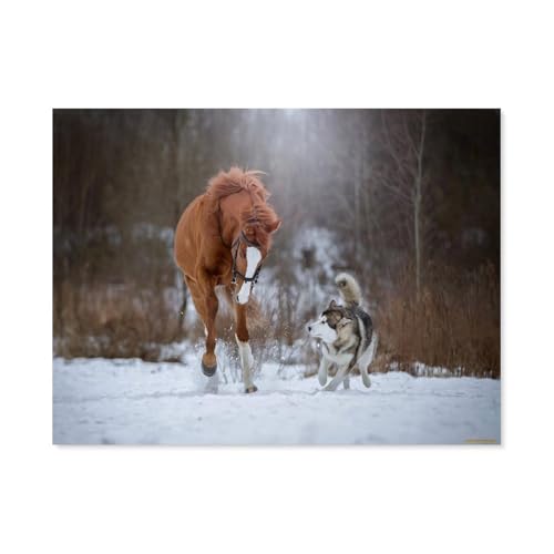 Holz Puzzle 1000 Stück，Pferd Hund Husky，Erwachsene Kinder Spielzeug Dekompression Spiel（75x50cm）-F17 von GSBRSNTS