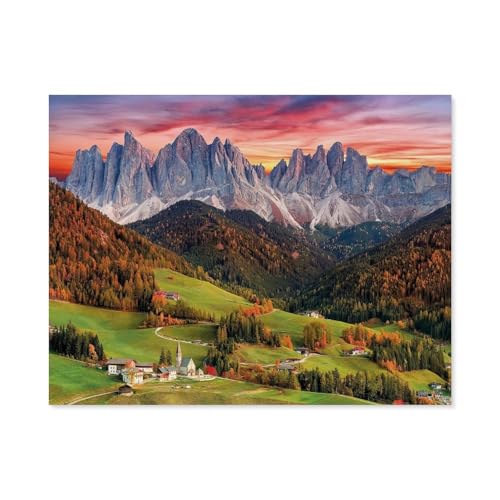 Holz Puzzle 1000 Stück，Val Di Funes，Erwachsene Kinder Spielzeug Dekompression Spiel（75x50cm）-C25 von GSBRSNTS