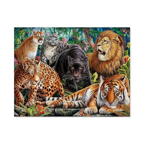 Holzpuzzle Puzzle 1000 Stück，Wild Cats，Lernspielzeug Für Erwachsene Geburtstagsgeschenk Dekoration（75x50cm）-C54 von GSBRSNTS