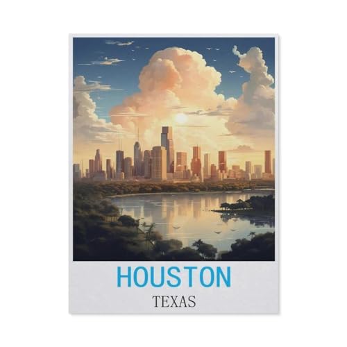 Houston, Texas Vintage-Reiseposter，Puzzles, 1000-teiliges Puzzle Für Erwachsene Und Kinder Ab 10 Jahren（50x70cm）-M30 von GSBRSNTS