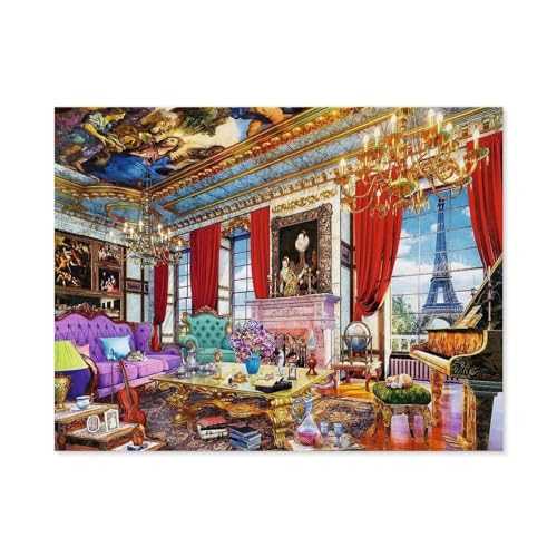 Interieur, Eiffelturm, Paris，Holz Puzzle 1000 Teile Spielzeug Für Erwachsene Dekompressionsspiel（75x50cm）-D56 von GSBRSNTS