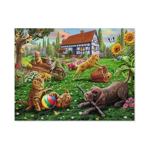 Klassisches Puzzle 3D Puzzle DIY Kit Holz Spielzeug Einzigartiges Geschenk，Katzen und Hunde，Klassisches Puzzle 3D Puzzle DIY Kit Holz Spielzeug Einzigartiges Geschenk（75x50cm）-B11 von GSBRSNTS