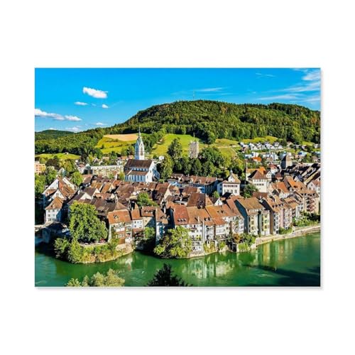 Laufenburg，Puzzles 1000 Stück Puzzles Für Erwachsene Kinder Klassisches Familienpuzzle Indoor DIY Spielzeug Geburtstagsgeschenk（38x26cm）-E35 von GSBRSNTS