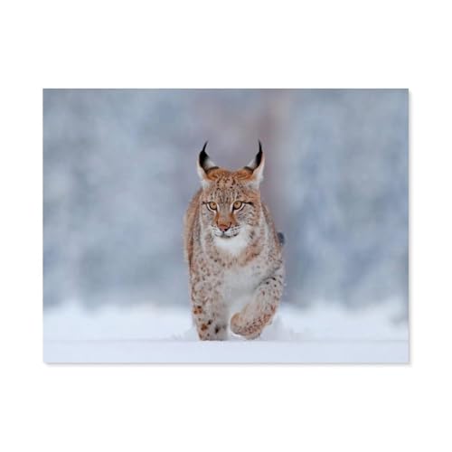 Luchs im Winterwald，Papier Puzzle 1000 Teile Spielzeug Für Erwachsene Dekompressionsspiel（38x26cm）-F2 von GSBRSNTS