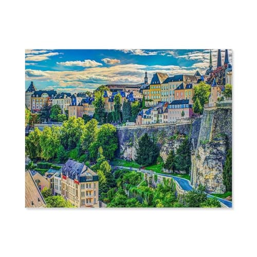 Luxemburg，Puzzle 1000 Teile Holz Puzzle Erwachsene Kinder Lernspielzeug Familie Dekompressionsspiel（75x50cm）-E27 von GSBRSNTS