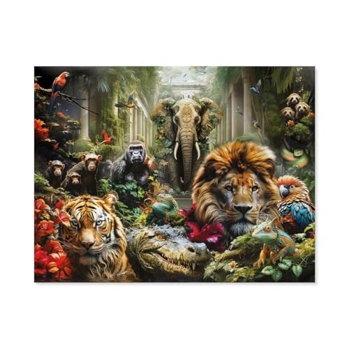 Mystic Jungle-Tier，Puzzles für Erwachsene 1000 Teile, Klassische Puzzle Puzzle Schwierig für Erwachsene Teenager Freizeit Spaß Spiel Spielzeug （38x26cm）-C76 von GSBRSNTS