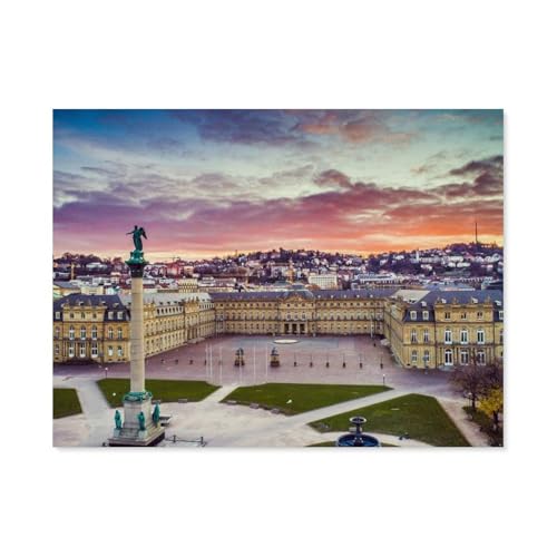 Neues Schloss Stuttgart mit Schlossplatz，Puzzles 1000 Teile für Erwachsene, Klassische Puzzle Jungen Mädchen Puzzle für Kinder Teenager Lernspiel Spielzeug（38x26cm）-F69 von GSBRSNTS