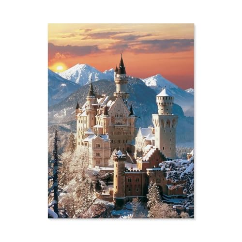 Neuschwanstein，Holz Puzzle 1000 Teile Spielzeug Für Erwachsene Dekompressionsspiel（75x50cm）-C83 von GSBRSNTS