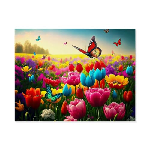 Papier Jigsaw Puzzle 1000 Stück，Blumen und Schmetterlinge，Erwachsene Kinder Spielzeug Dekompressionsspiel（50x70cm）-E49 von GSBRSNTS