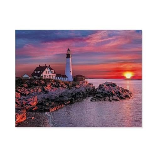 Portland Leuchtturm，Puzzles 1000 Teile für Erwachsene, Klassische Puzzle Jungen Mädchen Puzzle für Kinder Teenager Lernspiel Spielzeug（38x26cm）-C77 von GSBRSNTS