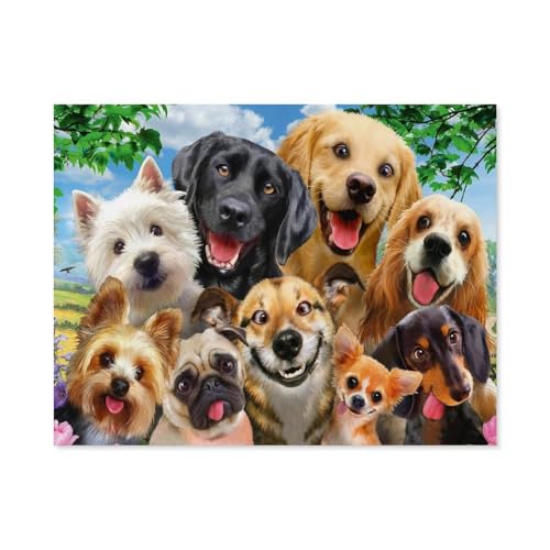 Puzzel Für Erwachsene Jigsaw Puzzle 1000，Hunde Selfie，DIY Papp Puzzle Einzigartiges Geschenk（38x26cm）-E60 von GSBRSNTS