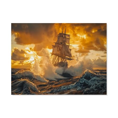 Puzzel Für Erwachsene Jigsaw Puzzle 1000，Schiff treibt auf dem Meer，DIY Papp Puzzle Einzigartiges Geschenk（38x26cm）-F33 von GSBRSNTS