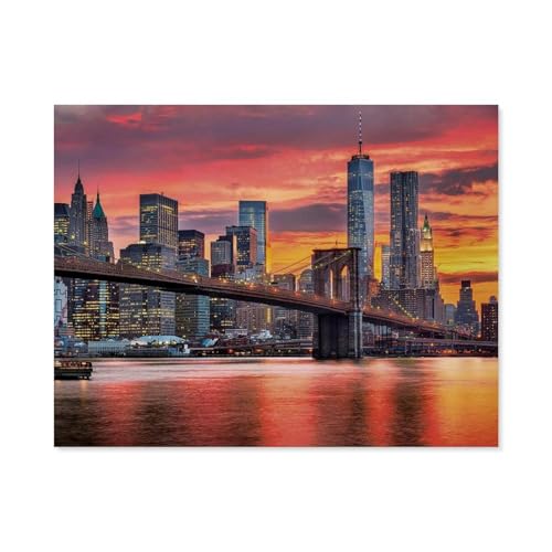 Puzzle，East River at Dusk，Für Kinder Und Erwachsene Holz Personalisiertes Puzzle-Spaß-Spiel 1000pcs（75x50cm）-C40 von GSBRSNTS