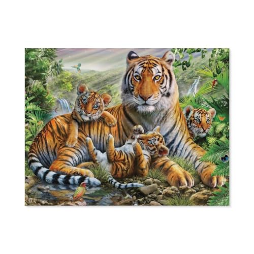 Puzzle，Tiger und Welpen，Für Kinder Und Erwachsene Holz Personalisiertes Puzzle-Spaß-Spiel 1000pcs（75x50cm）-E59 von GSBRSNTS