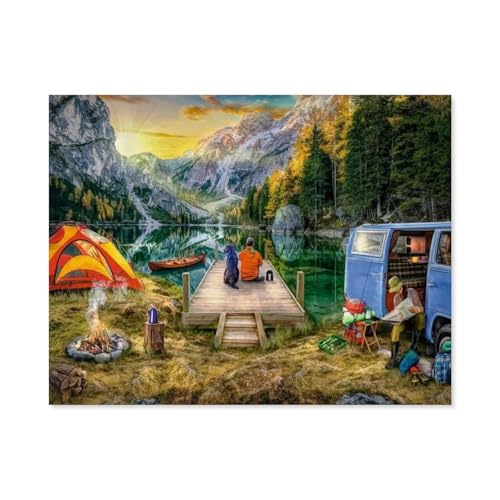 Puzzle 1000 Stück，Campingurlaub，Klassische Puzzle 3D Puzzle DIY Kit Holz Spielzeug Einzigartiges Geschenk Wohnkultur（75x50cm）-B14 von GSBRSNTS