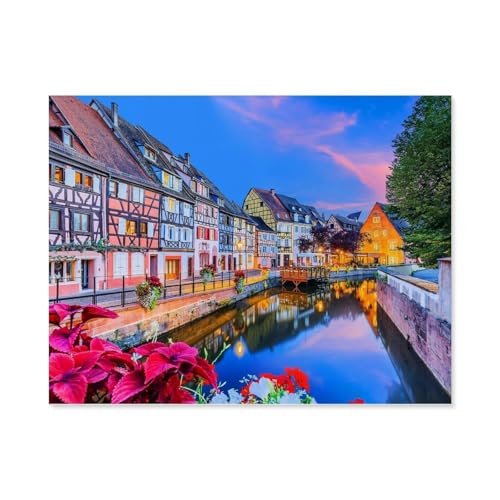 Puzzle 1000 Stück，Colmar Town，Für Holz Erwachsene Spielzeug Dekompression Spiel（75x50cm）-E54 von GSBRSNTS