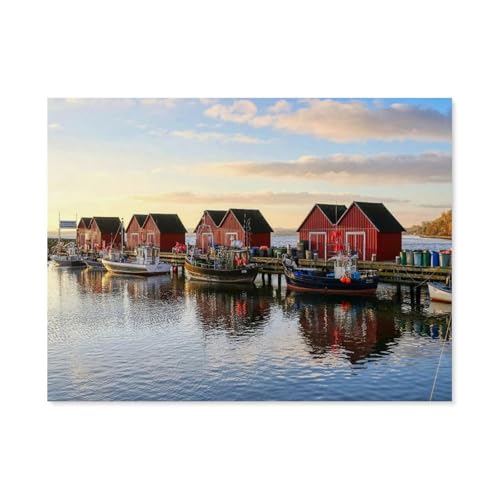 Puzzle 1000 Stück，Fischereihafen Boltenhagen，Für Holz Erwachsene Spielzeug Dekompression Spiel（75x50cm）-F100 von GSBRSNTS