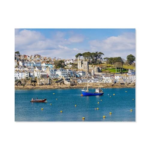 Puzzle 1000 Stück，Fowey Town,Fowey Harbour，Klassische Puzzle 3D Puzzle DIY Kit Holz Spielzeug Einzigartiges Geschenk Wohnkultur（75x50cm）-B87 von GSBRSNTS