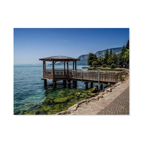 Puzzle 1000 Stück，GARDASEE Uferpromenade von Garda，Klassische Puzzle 3D Puzzle DIY Kit Holz Spielzeug Einzigartiges Geschenk Wohnkultur（75x50cm）-G25 von GSBRSNTS