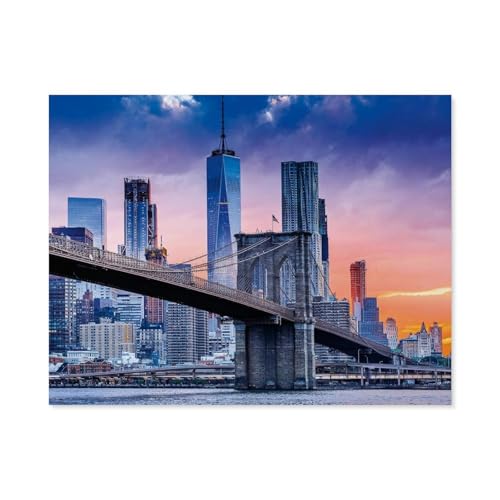 Puzzle 1000 Stück，New York, von Brooklyn nach Manhattan，Klassische Puzzle 3D Puzzle DIY Kit Holz Spielzeug Einzigartiges Geschenk Wohnkultur（75x50cm）-A41 von GSBRSNTS