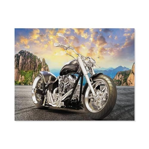 Puzzle 1000 Stück，Schwarzes Motorrad，Holz Adult Toys Dekompression Spiel（75x50cm）-D75 von GSBRSNTS