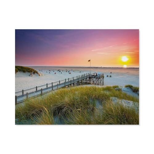 Puzzle 1000 Stück，Sonnenuntergang über Amrum，Für Holz Erwachsene Spielzeug Dekompression Spiel（75x50cm）-A89 von GSBRSNTS