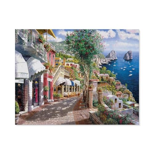 Puzzle 1000 Teile DIY Holz Puzzle，Capri，Freizeit Creative Kreuzworträtsel Spiel Kind Puzzle Spielzeug Geburtstag Festival Einzigartiges Geschenk（75x50cm）-C65 von GSBRSNTS