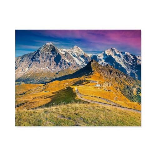 Puzzle 1000 Teile DIY Holz Puzzle，Jungfrau,Monch Eiger North Face，Freizeit Creative Kreuzworträtsel Spiel Kind Puzzle Spielzeug Geburtstag Festival Einzigartiges Geschenk（75x50cm）-B92 von GSBRSNTS