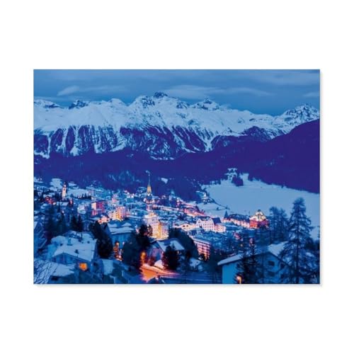 Puzzle 1000 Teile DIY Holz Puzzle，St. Moritz im Oberengadin，Freizeit Creative Kreuzworträtsel Spiel Kind Puzzle Spielzeug Geburtstag Festival Einzigartiges Geschenk（75x50cm）-G30 von GSBRSNTS