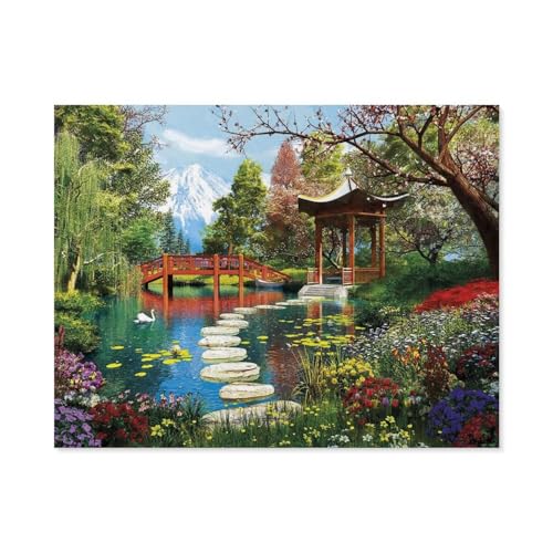 Puzzle 1000 Teile Erwachsene Puzzle Holz Puzzle Klassisches 3D Puzzle，Fuji Garten，DIY Collectibles Moderne Wohnkultur（75x50cm）-C64 von GSBRSNTS