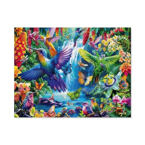 Puzzle 1000 Teile Erwachsene Puzzle Holz Puzzle Klassisches 3D Puzzle，Kolibris in den Tropen，DIY Collectibles Moderne Wohnkultur（75x50cm）-D37 von GSBRSNTS