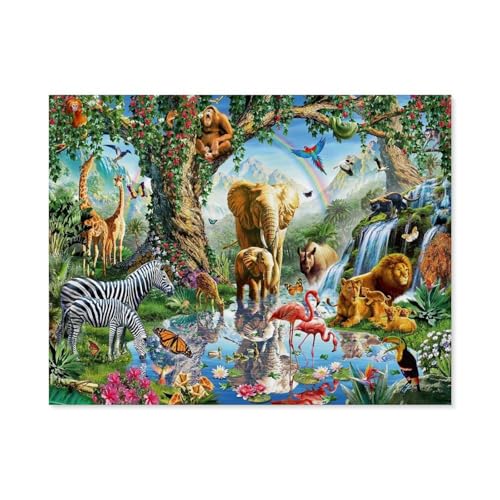 Puzzle 1000 Teile Erwachsenen Puzzle，Abenteuer im Dschungel，Kind Aus Holz Puzzle Panorama Art DIY Leisure Game Fun Geschenk Spielzeug Geeignete Freunde Familie（75x50cm）-A26 von GSBRSNTS