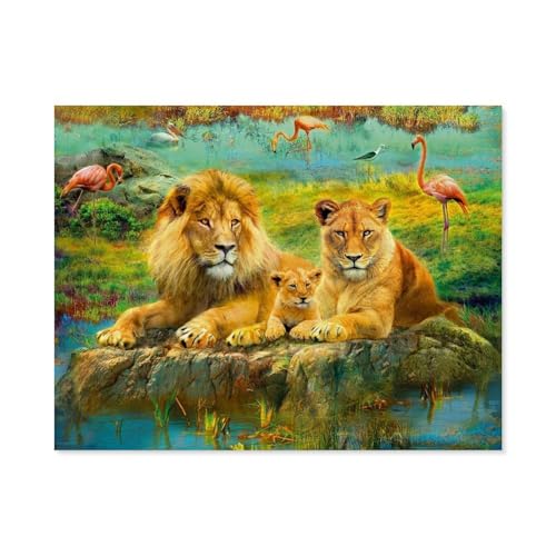 Puzzle 1000 Teile Erwachsenen Puzzle，Löwen in der Savanne，Kind Aus Holz Puzzle Panorama Art DIY Leisure Game Fun Geschenk Spielzeug Geeignete Freunde Familie（75x50cm）-A99 von GSBRSNTS