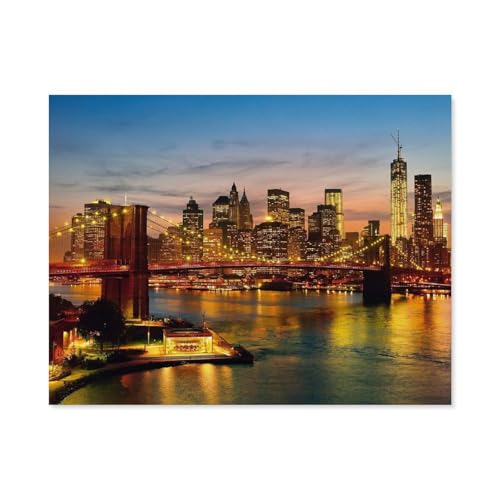 Puzzle 1000 Teile Erwachsenen Puzzle，New York，Kind Aus Holz Puzzle Panorama Art DIY Leisure Game Fun Geschenk Spielzeug Geeignete Freunde Familie（75x50cm）-B72 von GSBRSNTS