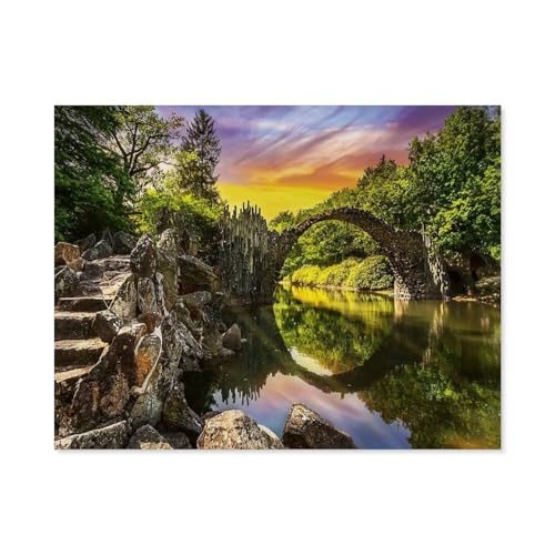 Puzzle 1000 Teile Erwachsenen Puzzle，Rakotzbrücke in Kromlau, Deutschland，Kind Aus Holz Puzzle Panorama Art DIY Leisure Game Fun Geschenk Spielzeug Geeignete Freunde Familie（75x50cm）-D91 von GSBRSNTS