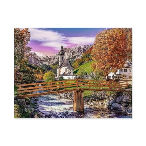 Puzzle 1000 Teile Holz，Herbstliches Bayern，Dekompression Der Erwachsenen，Kinderpuzzle Spiele Ab 8 Jahren, Spielzeug Für Mädchen Jungen Teenager（75x50cm）-D36 von GSBRSNTS