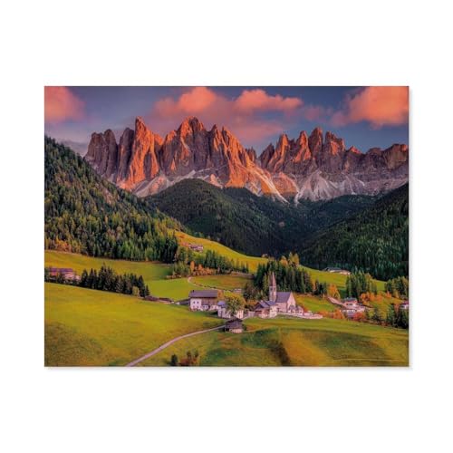 Puzzle 1000 Teile Landschaft Erwachsene Puzzle Holz Puzzle 3D Klassisches Puzzle，Magical Dolomites，DIY Moderne Kunst Hauptdekor（75x50cm）-C56 von GSBRSNTS