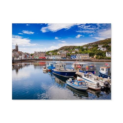 Puzzle 1000 Teile Papier，Tarbert Harbour,Tarbet Fishing Town，Dekompression Der Erwachsenen，Kinderpuzzle Spiele Ab 8 Jahren, Spielzeug Für Mädchen Jungen Teenager（38x26cm）-B90 von GSBRSNTS