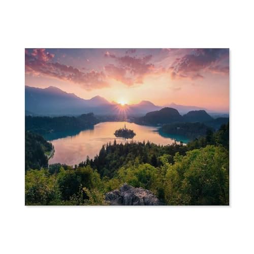 Puzzle 1000 Teile für Erwachsene，Bleder See,Slowenien，Klassische Puzzle Teenager Jungen Mädchen Puzzle DIY Moderne Wohnkultur Einzigartiges Geschenk Intellektuelles Spiel（38x26cm）-A52 von GSBRSNTS