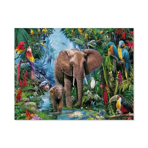 Puzzle 1000 Teile für Erwachsene，Dschungelelefanten，Puzzle Teenager Jungen Mädchen Puzzle for Teen Lernspiel Holiday Challenging Puzzle（38x26cm）-A50 von GSBRSNTS