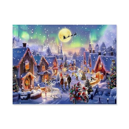 Puzzle 1000 Teile für Erwachsene，Frohe Weihnachtsstadt，Puzzle Teenager Jungen Mädchen Puzzle Schwieriges, Herausforderndes Puzzle für Partyspiele（75x50cm）-E39 von GSBRSNTS