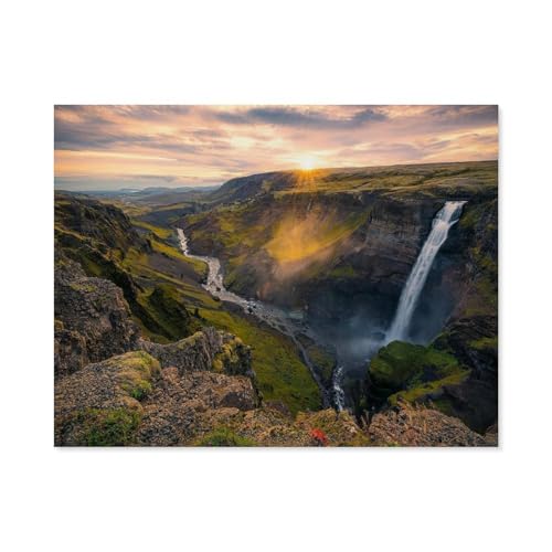 Puzzle 1000 Teile für Erwachsene，Haifoss auf Island，Puzzle Teenager Jungen Mädchen Puzzle for Teen Lernspiel Holiday Challenging Puzzle（38x26cm）-B23 von GSBRSNTS