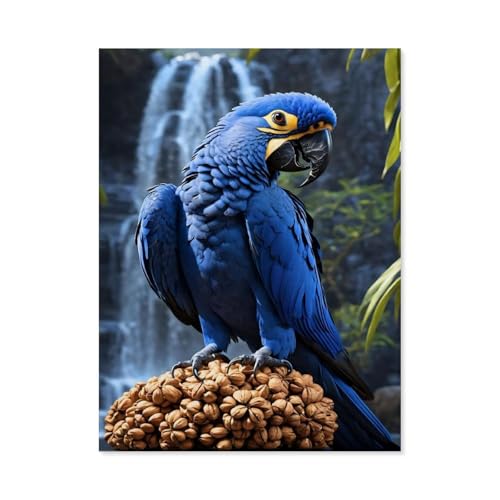 Puzzle 1000 Teile für Erwachsene，Hyazinth-Ara vor einem tropischen Wasserfall，Puzzle Teenager Jungen Mädchen Puzzle for Teen Lernspiel Holiday Challenging Puzzle（38x26cm）-G34 von GSBRSNTS