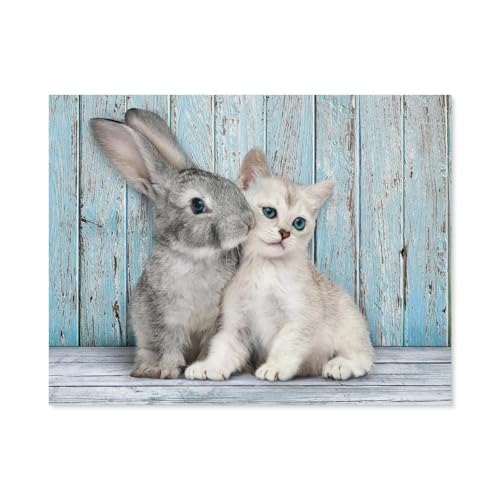 Puzzle 1000 Teile für Erwachsene，Katze & Hase，Puzzle Puzzle Schwierig Perfektes Pädagogisches Geschenk für Jungen Und Mädchen（38x26cm）-C70 von GSBRSNTS