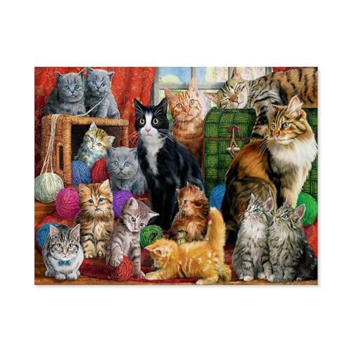 Puzzle 1000 Teile für Erwachsene，Katzentreffen，Puzzle Puzzle Schwierig Perfektes Pädagogisches Geschenk für Jungen Und Mädchen（75x50cm）-D43 von GSBRSNTS