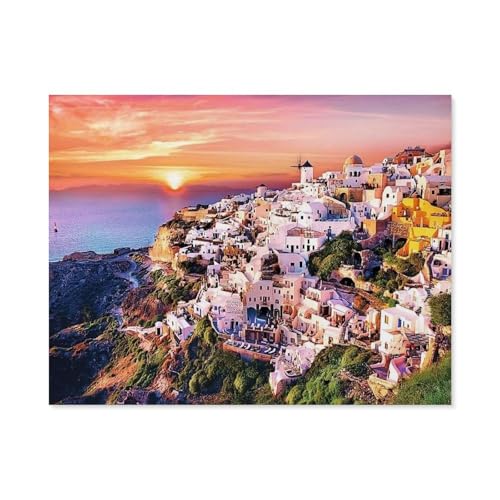 Puzzle 1000 Teile für Erwachsene，Santorin，Klassische Puzzle Teenager Jungen Mädchen Puzzle DIY Moderne Wohnkultur Einzigartiges Geschenk Intellektuelles Spiel（50x70cm）-E17 von GSBRSNTS