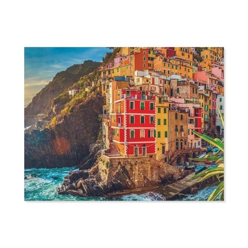 Puzzle 1000 Teile für Erwachsene，Stadt Riomaggiore, Italien，Puzzle Teenager Jungen Mädchen Puzzle Schwieriges, Herausforderndes Puzzle für Partyspiele（38x26cm）-E12 von GSBRSNTS