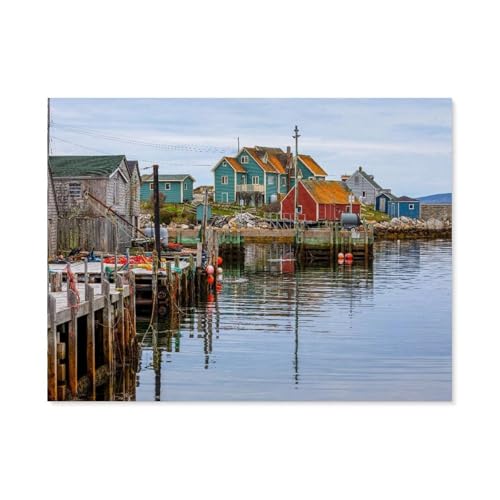 Puzzle Für Erwachsene 1000 Teile DIY Holz Puzzles Erwachsene Kinder Puzzle Klassisches Puzzle，Fischerdorf Peggy‘s Cove，1000 Teile Puzzle Geschenke Für Liebhaber Oder Freunde（75x50cm）-G17 von GSBRSNTS